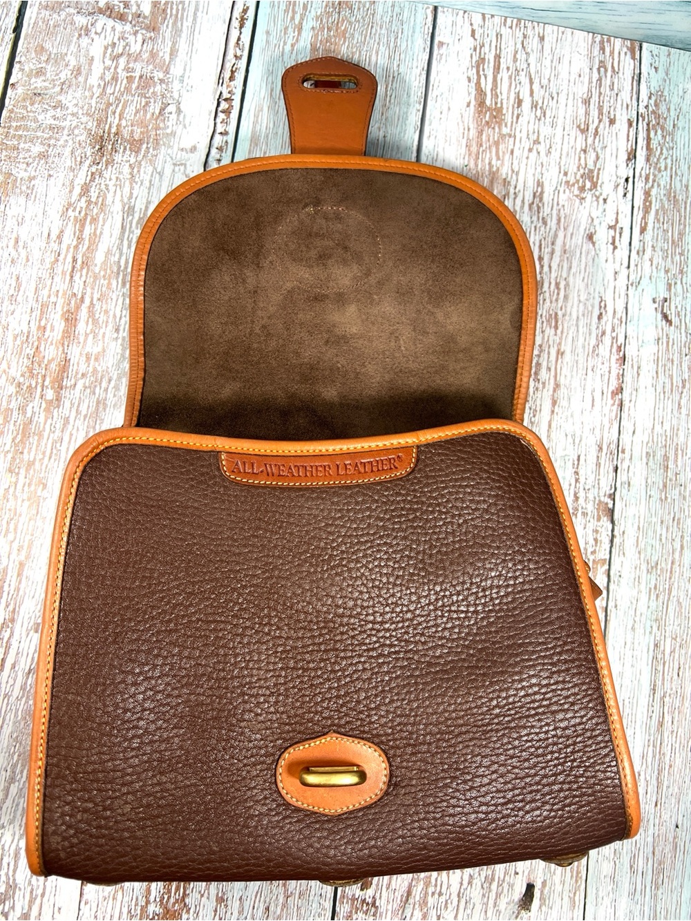 🦆 DOONEY & BOURKE ESSEX AWL PEBBLED BROWN AND BRITISH TAN CROSSBODY VINTAGE - Picture 9 of 16